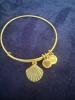Alex and Ani Seashell Charm Bracelet Gold Tone Coastal Beach